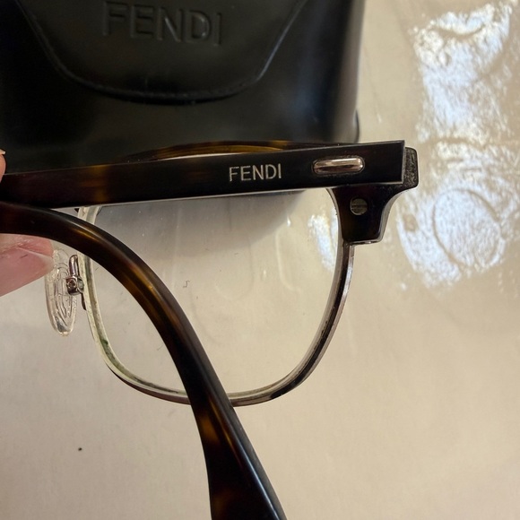 Fendi unisex Classic Brown Tortoise eyeglasses with Black Case. Strong frame main image 9